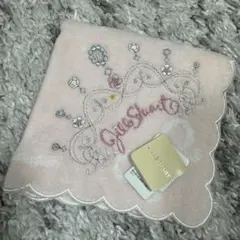 ジュルスシアート 刺繍ハンカチ ピンク 約30cm