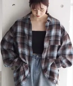 チェック柄オーバーサイズシャツ