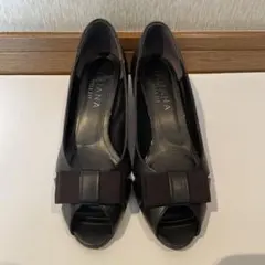 DIANA ブラック オープントゥパンプス 24.5cm