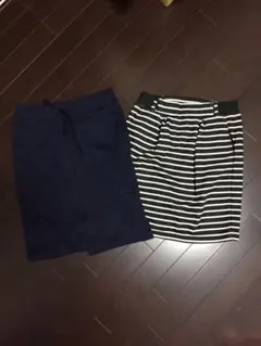 UNIQLO裏起毛スカートネイビー&裏起毛ボーダー