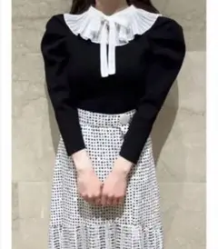 snidel プリーツカラーニットプルオーバー ブラック