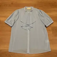 UNITED ARROWS フリルブラウス 半袖 ライトブルーのサムネイル