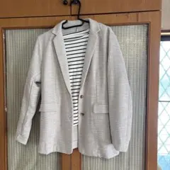 レディースセットアップ2点 ニットジャケットとストライプシャツ