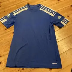 adidas 青 ストライプ シャツ M