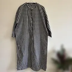 無印良品　ギンガムチェック　ロングワンピース　Mサイズ　綿100%