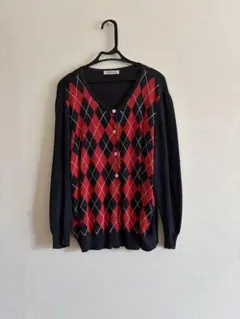 NEWYORKER アーガイル柄 カーディガン　L