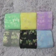 6cm幅 蝶々柄 チュールリボン