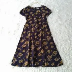 PREMURAワコール コットン100% フラワープリント 半袖ワンピース日本製
