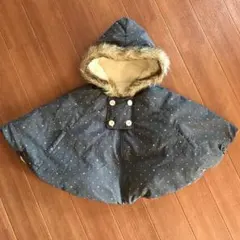 【美品】bebe 星柄ドットケープ ベビーポンチョ 60〜90