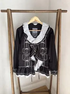 【PINK HOUSE】配色フリルローンオーバーブラウス