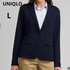 美品 UNIQLO L ネイビー UVカット ジャージー テーラードジャケット