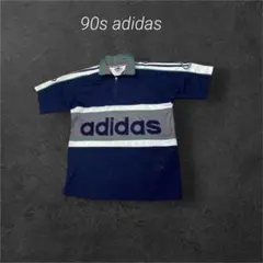 【希少デザイン】90sadidasアディダス　万国旗　ハーフジップトラックシャツ