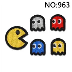 963パックマンとゴーストの刺繍ワッペンセット