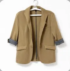 ジャケット テーラード 七分袖 ロールアップ L ブラウン　春アウター