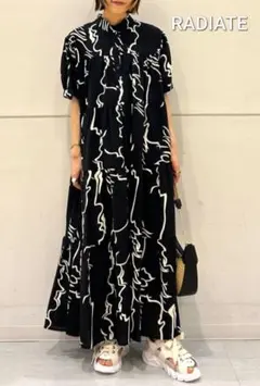 【値下不可】定価1.6万★美品★ニュアンスタッチティアードワンピ完売ヤマダヤ