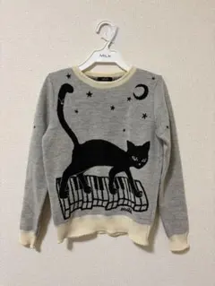 MILK 猫とピアノの長袖ニットのサムネイル