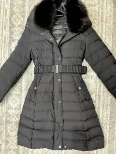 ナノユニバース　ダウンコート　西川ダウン　ロング丈　ブラック　M リアルファー付
