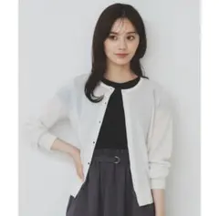 未使用品 タグ付き index ビジューボタン カーディガン オフホワイト M