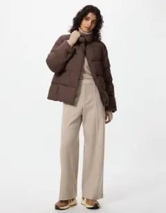 UNIQLO ブラッシュドジャージータックワイドパンツ ベージュ　XSサイズ