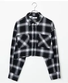 WEGO チェック柄 クロップド丈 長袖シャツ　オンブレチェック　ショート丈のサムネイル