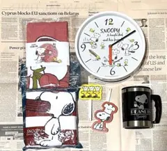 スヌーピー 振り子時計・マグカップ・タオル２枚　（おまけ付き）