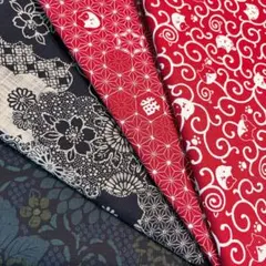 No.4129 猫和柄☆ハギレセット☆綿生地