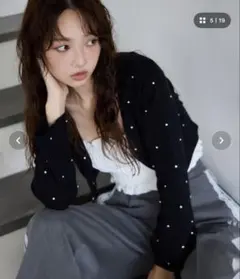 niceclaup キラキラビジューカーディガン 黒