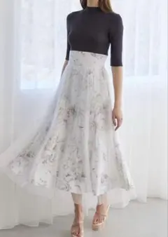 美品　マーキュリーデュオ　チュールレイヤードニットドッキングワンピース