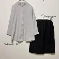 1998【上下セット】S 9号 シャツ 七分袖 スカート オフィス カジュアル