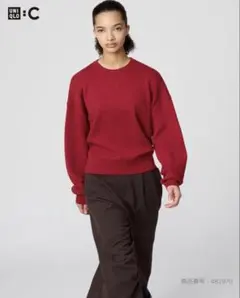 <完売商品>UNIQLO:C/スムースコットンクルーネックセーター/RED
