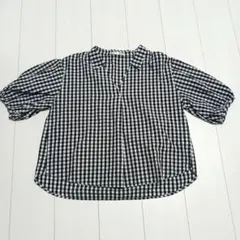NICE CLAUP　レディース　ギンガムチェック 半袖ブラウス　M