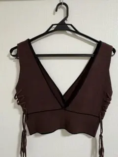 ブラウン Vネック ビスチェ