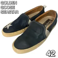 GOLDEN GOOSE SEASTAR レザースリッポン ネイビー 42のサムネイル