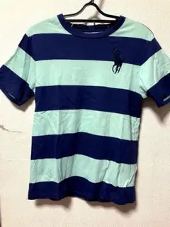POLO 青緑ストライプ Tシャツ M