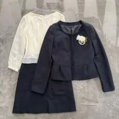 OFUON 38 ネイビー ジャケットワンピース ツイードセットアップ 卒業式