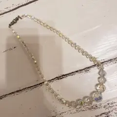 スワロフスキー風 多面カット クリスタルネックレス 昭和レトロ ビンテージ