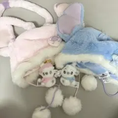 耳付きふわふわ帽子 ぬいぐるみチャーム付き