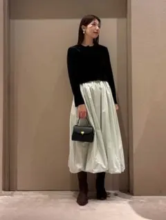 ミラオーウェン くるみ釦コンパクトベロアカーディガン