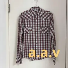 a.a.v チェック柄 ウエスタンシャツ 長袖 レッド ホワイトのサムネイル