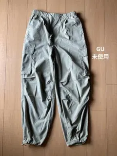 未使用　GU カーゴパンツ　総ゴム 紐付き カジュアル カーキM