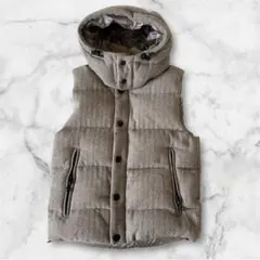 ナノユニバース 西川ダウン ダウンベスト ヘリンボーン ベージュ 2WAY