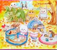 中色紙　秋の公園