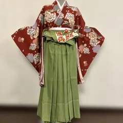 卒業式　袴用　二尺袖　小振袖　化繊　袖丈74cmえんじ色　単品　アッシュエルのサムネイル