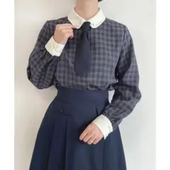 【Fi.n.t(フィント)】プチネクタイ付きチェックシャツ
