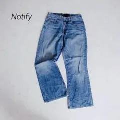 ノティファイ ストレートデニム ジーパン ロゴ刺繍 ゆったり ブルー Mのサムネイル