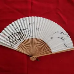 和風 扇子 鳥と網の絵柄