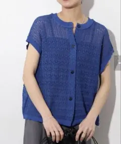 レリューム/relume レース編み2way ベスト　サマーニット　ブルー