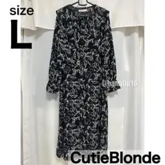 CutieBlonde 線画フラワー柄セーラーカラーワンピース 長袖 レディースのサムネイル