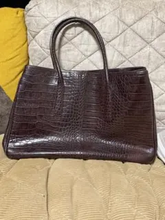 ルサックアダム ダークブラウン クロコダイル風トートバッグ