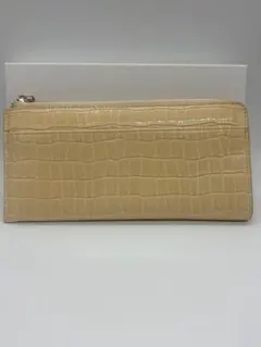 クロコ型押し L字ファスナー長財布 ベージュのサムネイル